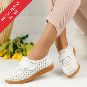 Дамски обувки-естествена кожа - KEA WHITE | DMR.