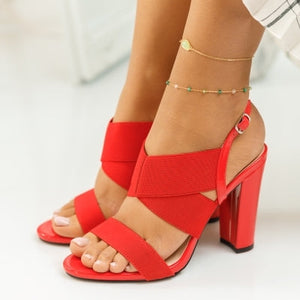 Дамски сандали на ток Lois - Red | DMR.